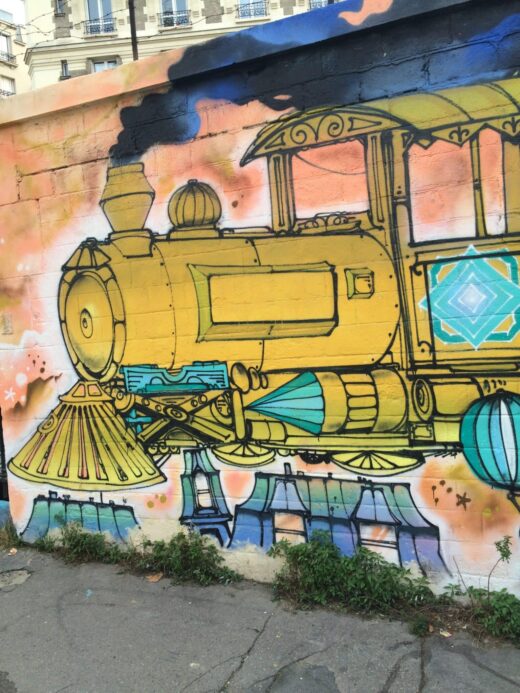 Peinture murale /fresque ancienne gare